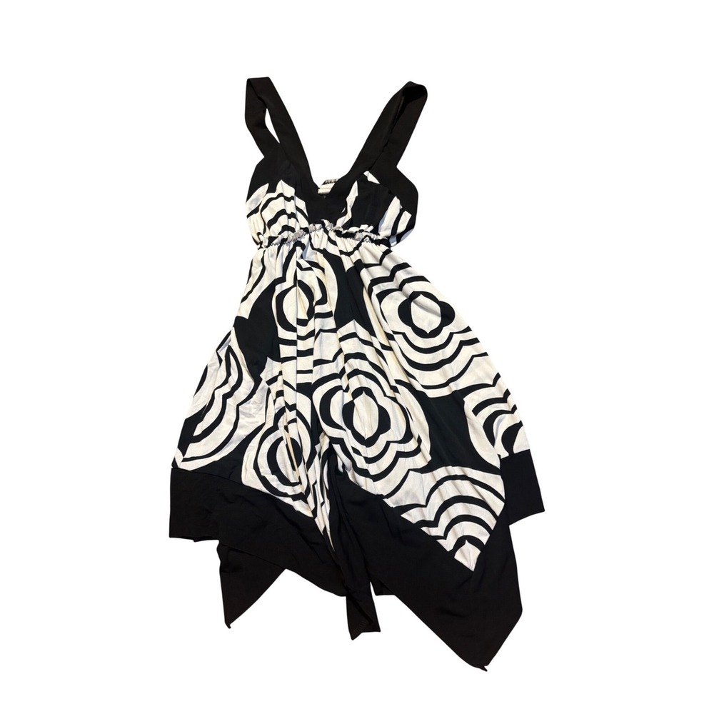 y2k Anxiety Women Black White Geometric Swir asymmetrical mini dress Small